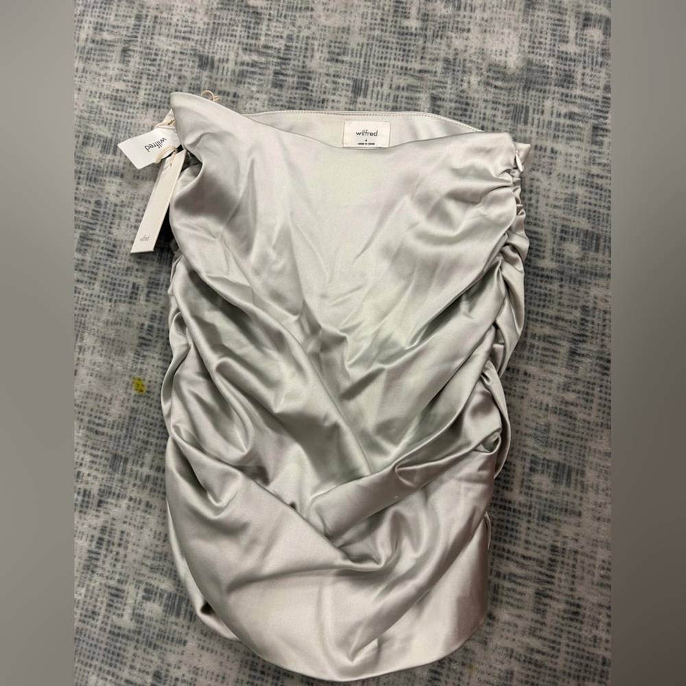 Wilfred Light Gray Satin Skirt
